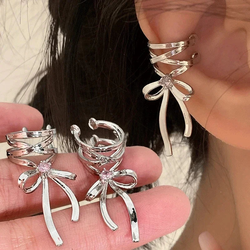 Pink Butterfly Clip-On Ear Cuff