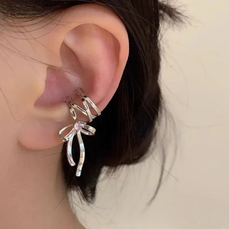 Pink Butterfly Clip-On Ear Cuff