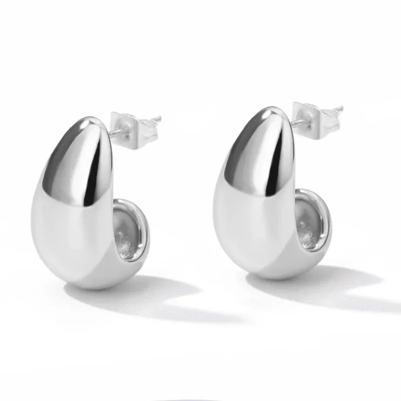 Zircon Heart Hoop Earrings – Gold Stainless Steel, Waterproof