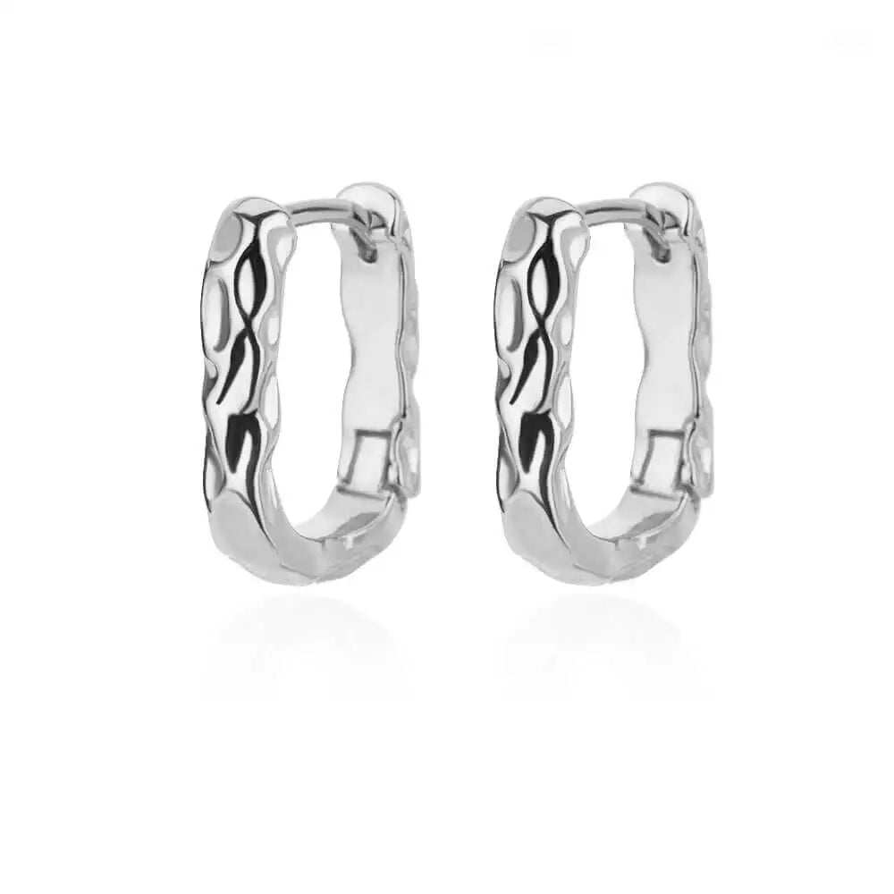 Zircon Heart Hoop Earrings – Gold Stainless Steel, Waterproof