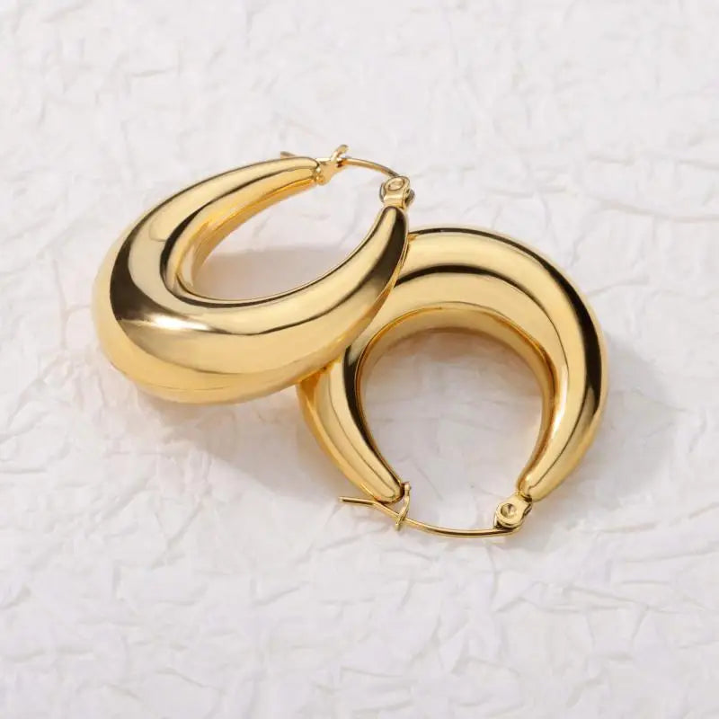 Gold-Plated Stainless Steel Boho Hoop Earrings – Vintage Gift for Her