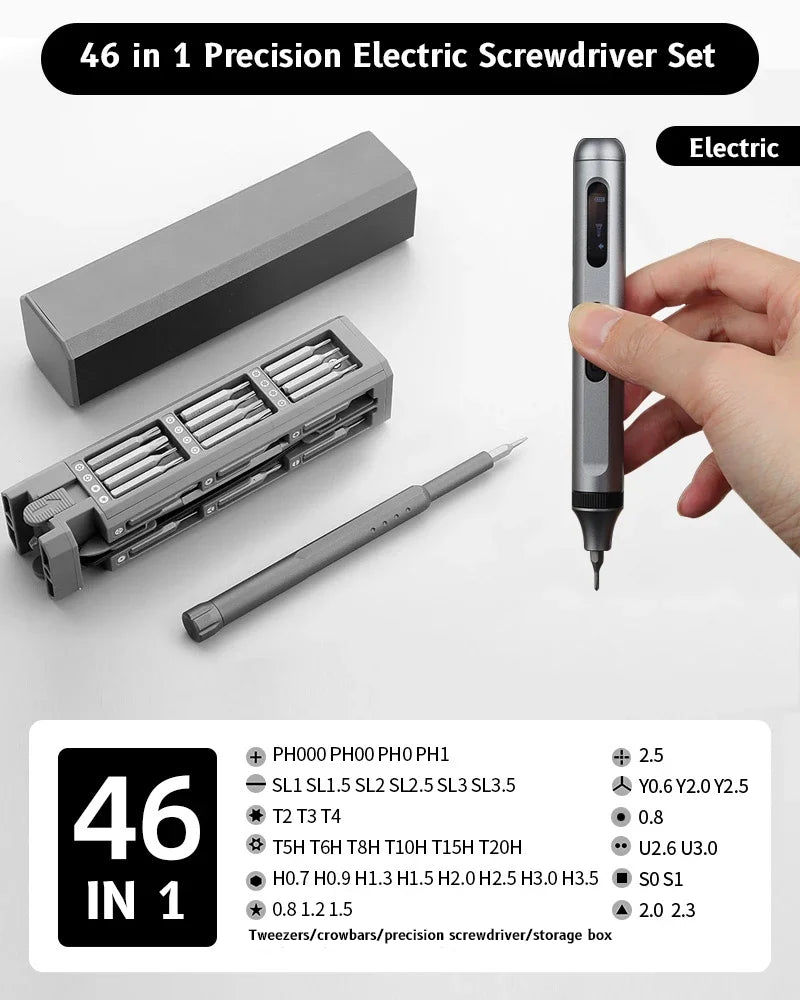 46-in-1 Precision Magnetic Screwdriver Set – Torx, Hex & Phillips Bits