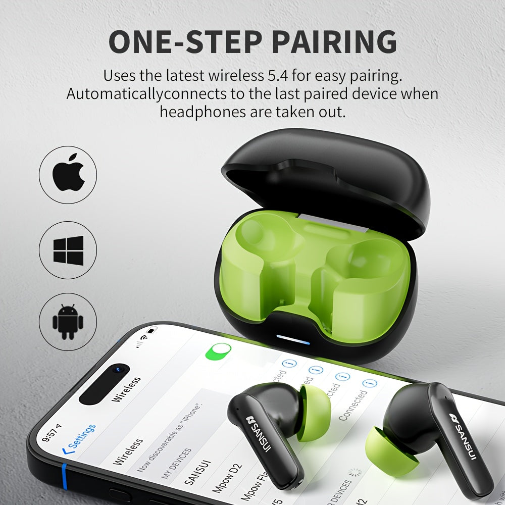 Hi-Fi Sound Wireless Earbuds - 27H Playtime, ANC/ENC Noise Reduction, Touch Control, USB-C Charging, Durable In-Ear Headphones by S SANSUI