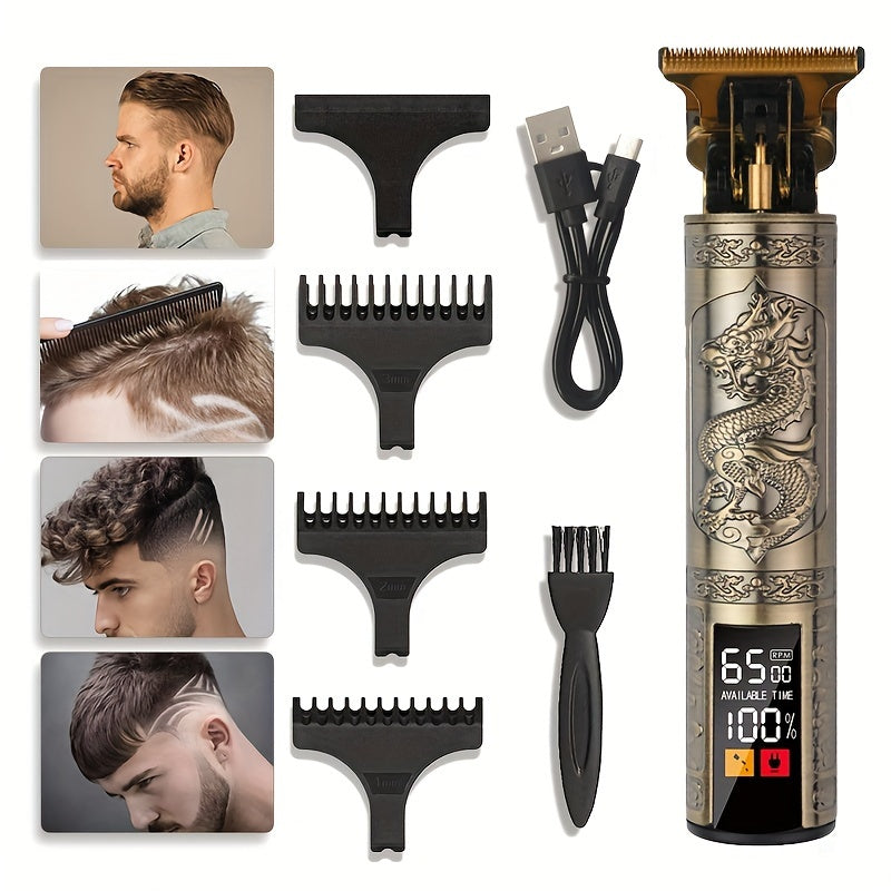 V-Vimika T9 Cordless Hair Clipper - USB Rechargeable, Professional Men's Grooming Kit with Guide Comb for Home & Salon Use