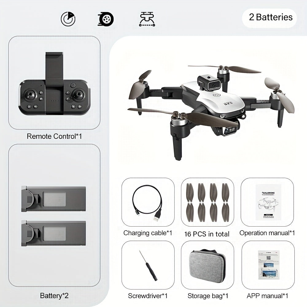 S2S Long Endurance Drone - Dual Batteries, Dual Cameras, Foldable WiFi FPV Quadcopter with Height Maintainer, Perfect for Beginners and Outdoor Adventures