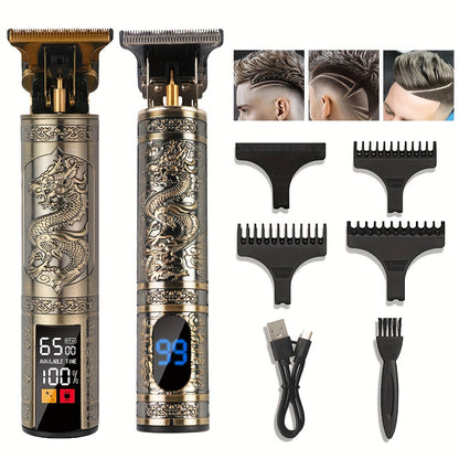 V-Vimika T9 Cordless Hair Clipper - USB Rechargeable, Professional Men's Grooming Kit with Guide Comb for Home & Salon Use