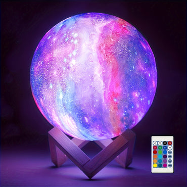 16-Color 3D LED Moon Light with Remote Control & USB Plug-In – 5.98-Inch Colorful Ball Moon Light for Bedroom, Home Décor, and Birthday Gifts