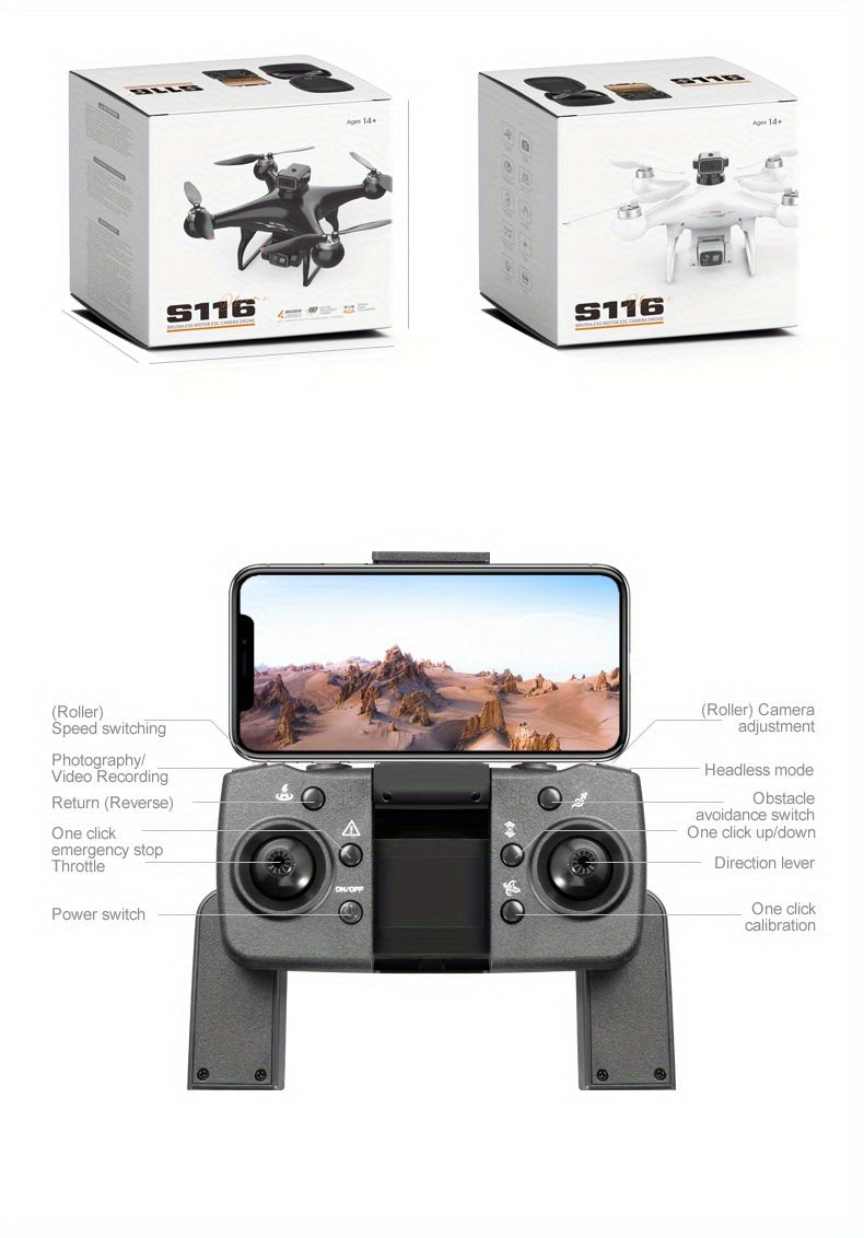 S116 MAX Brushless Drone - Dual Camera, Optical Flow, 360° Obstacle Avoidance, Wi-Fi FPV & APP Control