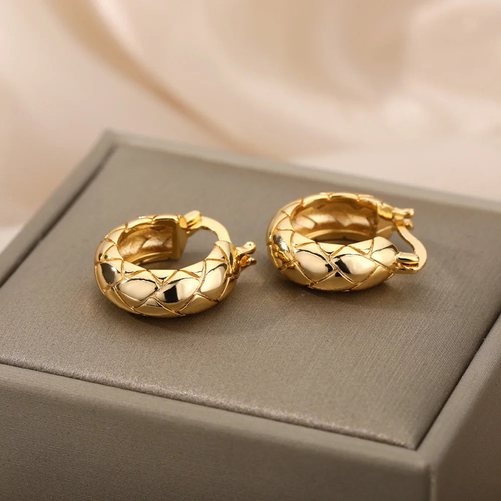 Irregular Geometric Drop Earrings – Stainless Steel Statement Hoops