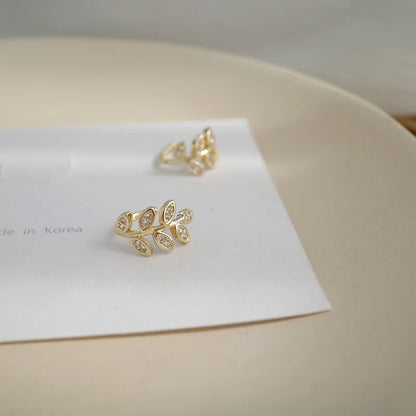Gold Crystal Leaf Clip-On Earrings – Vintage Earcuff