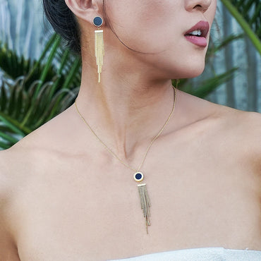 Gold-Plated Stainless Steel Tassel Earrings – Classic Style