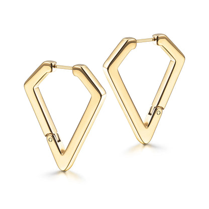 Geometric Pentagon Stainless Steel Huggie Hoop Earrings