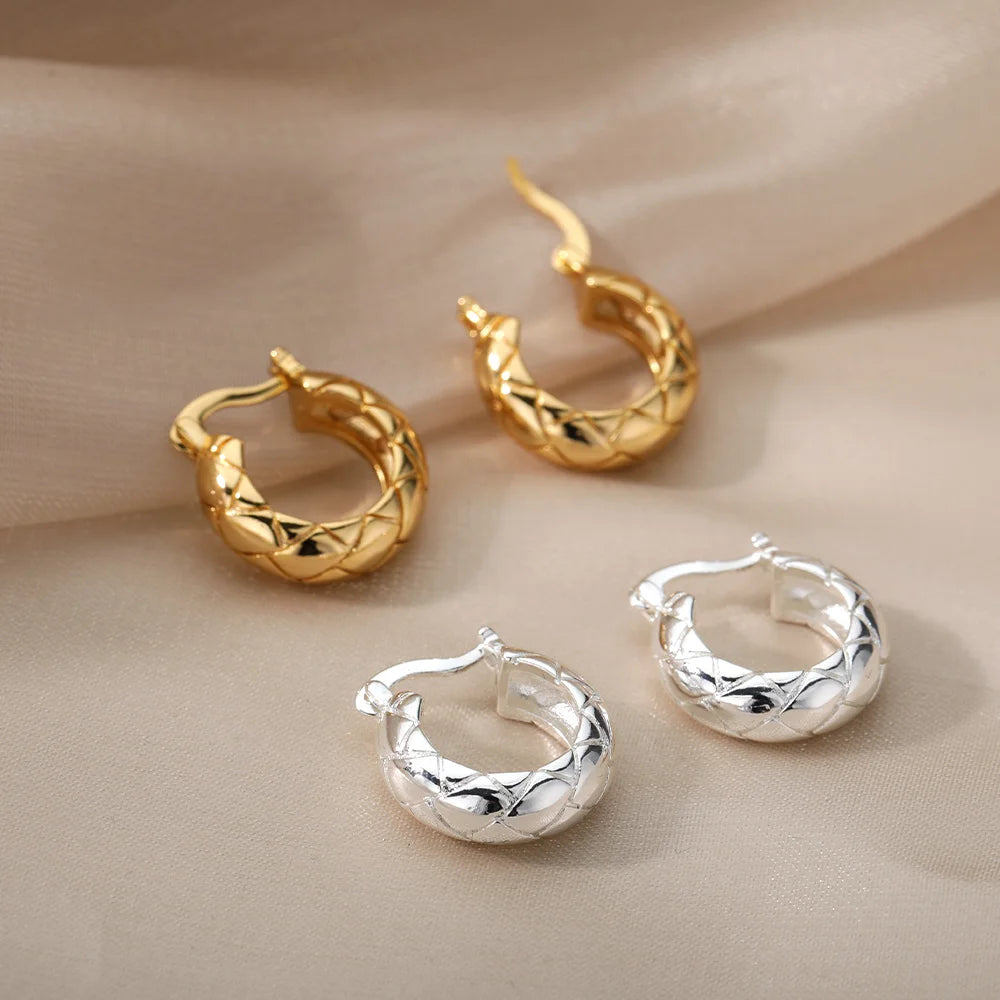 Irregular Geometric Drop Earrings – Stainless Steel Statement Hoops