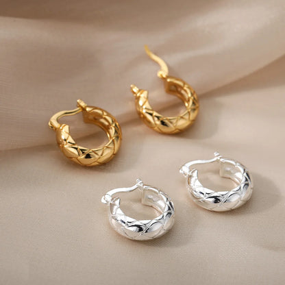 Irregular Geometric Drop Earrings – Stainless Steel Statement Hoops