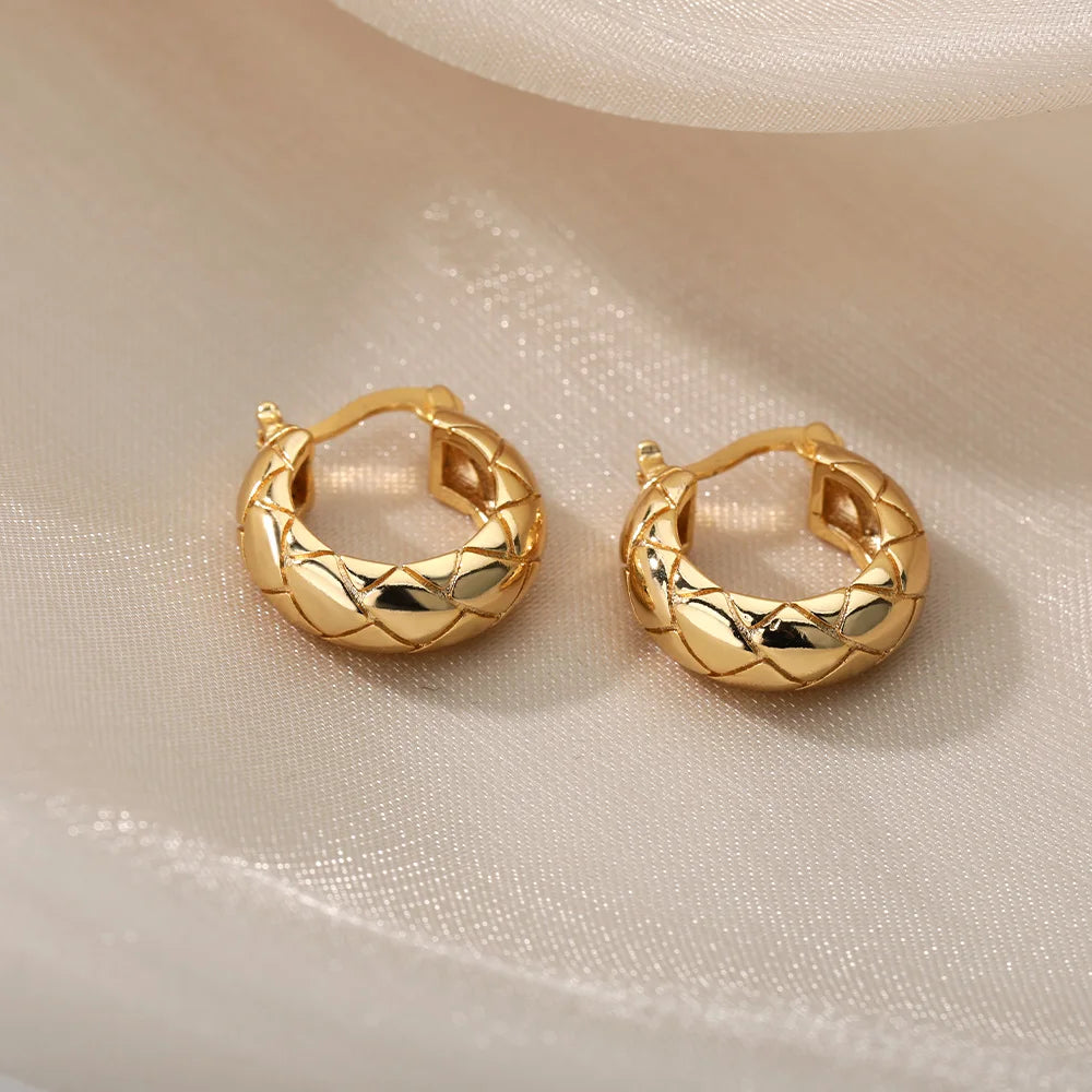 Irregular Geometric Drop Earrings – Stainless Steel Statement Hoops