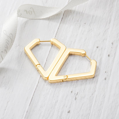 Geometric Pentagon Stainless Steel Huggie Hoop Earrings