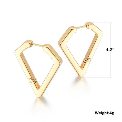 Geometric Pentagon Stainless Steel Huggie Hoop Earrings