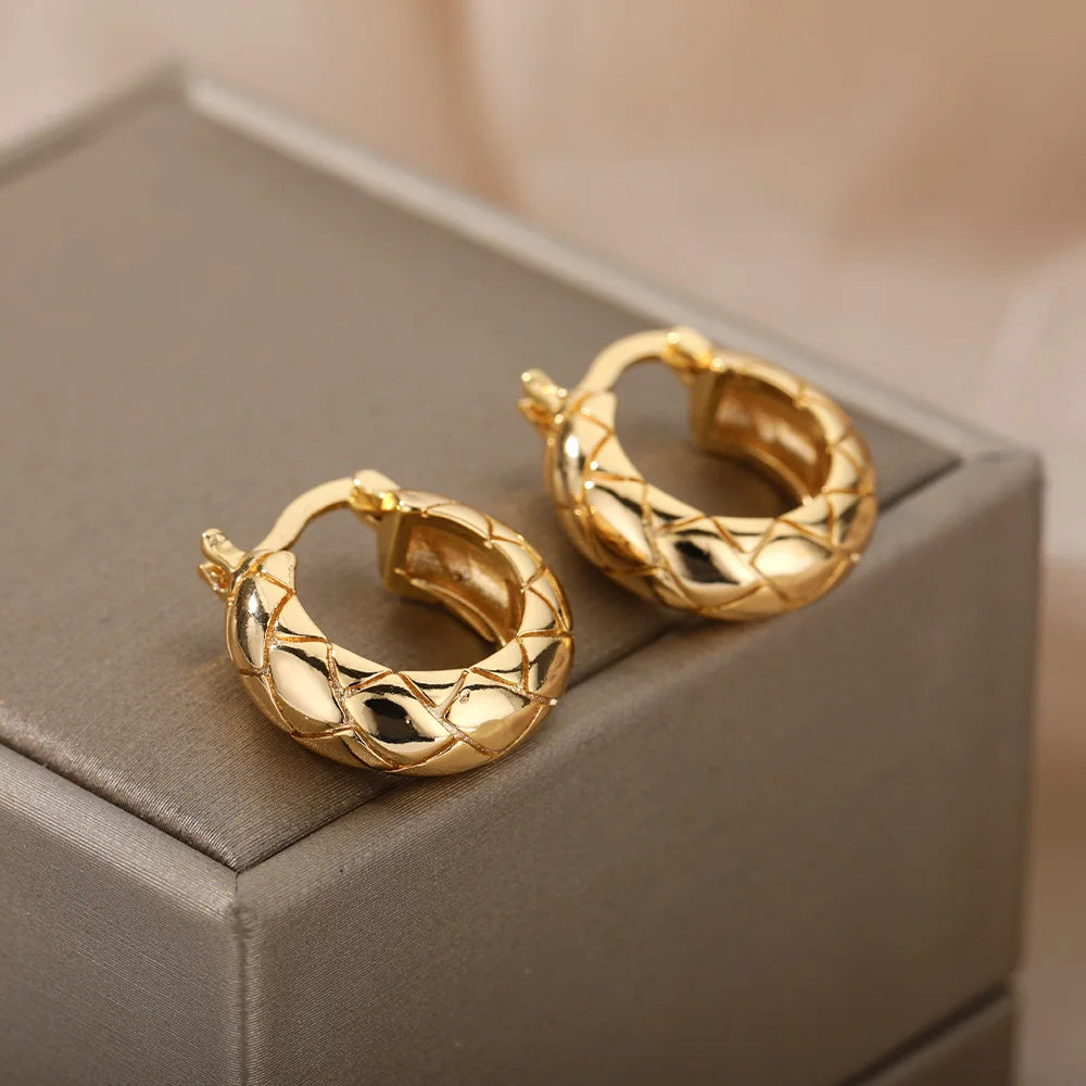 Irregular Geometric Drop Earrings – Stainless Steel Statement Hoops