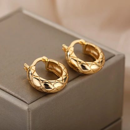Irregular Geometric Drop Earrings – Stainless Steel Statement Hoops