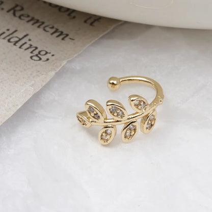 Gold Crystal Leaf Clip-On Earrings – Vintage Earcuff