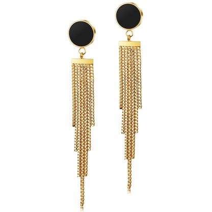 Gold-Plated Stainless Steel Tassel Earrings – Classic Style