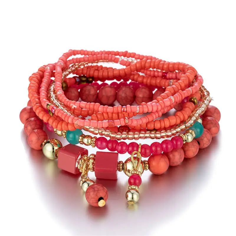 Bohemian Rice Bead Bracelet Set – Handmade Boho Jewelry