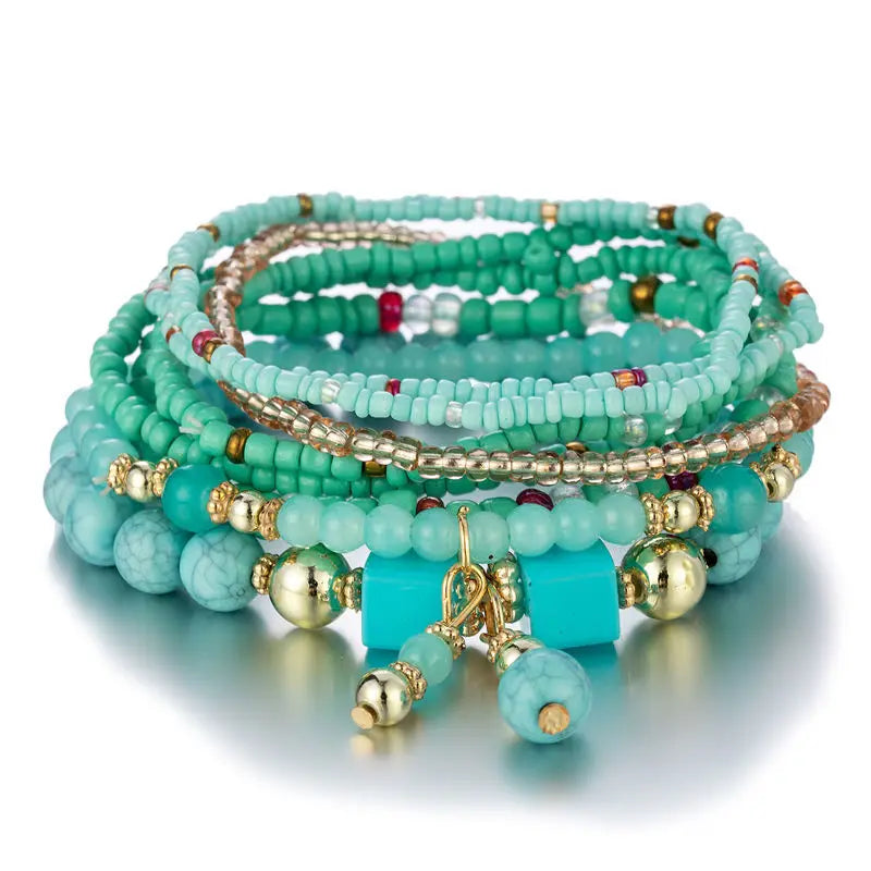 Bohemian Rice Bead Bracelet Set – Handmade Boho Jewelry
