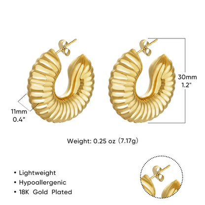 Gold-Plated Stainless Steel Boho Hoop Earrings – Vintage Gift for Her