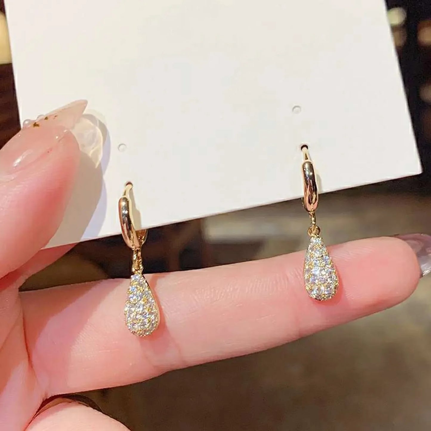 Micro-Zircon Droplet Earrings – Sparkling Small Fashion Drops