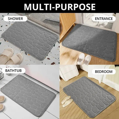 1pc Memory Foam Embossed Velvet Carpet Bathroom