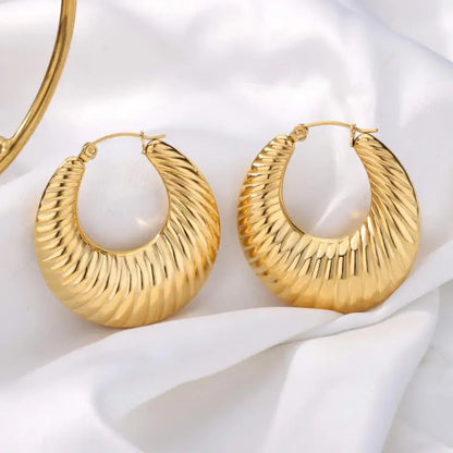 Gold-Plated Stainless Steel Boho Hoop Earrings – Vintage Gift for Her