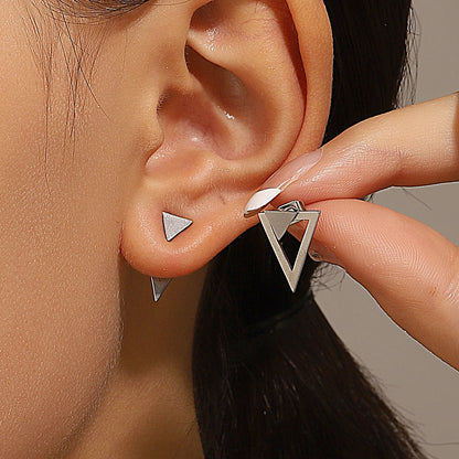 Retro Geometric Square & Triangle Stud Earrings - Fashion Jewelry Gift