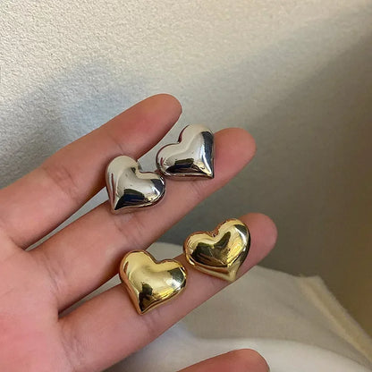Gold Heart Stud Earrings - Minimalist Bridal & Fashion Jewelry