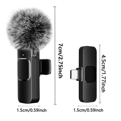 Wireless Lavalier Microphone - Mini Mic for iPhone, Android & Laptops