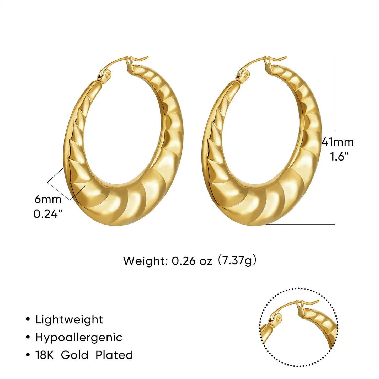 Gold-Plated Stainless Steel Boho Hoop Earrings – Vintage Gift for Her