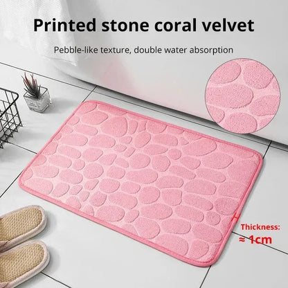 1pc Memory Foam Embossed Velvet Carpet Bathroom