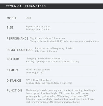 L900 Pro SE MAX 4K GPS Drone with Dual HD Camera & Obstacle Avoidance