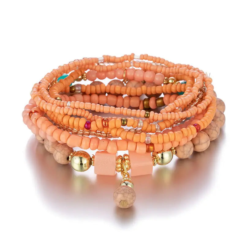 Bohemian Rice Bead Bracelet Set – Handmade Boho Jewelry