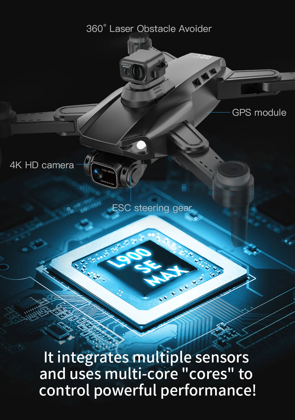L900 Pro SE MAX 4K GPS Drone with Dual HD Camera & Obstacle Avoidance