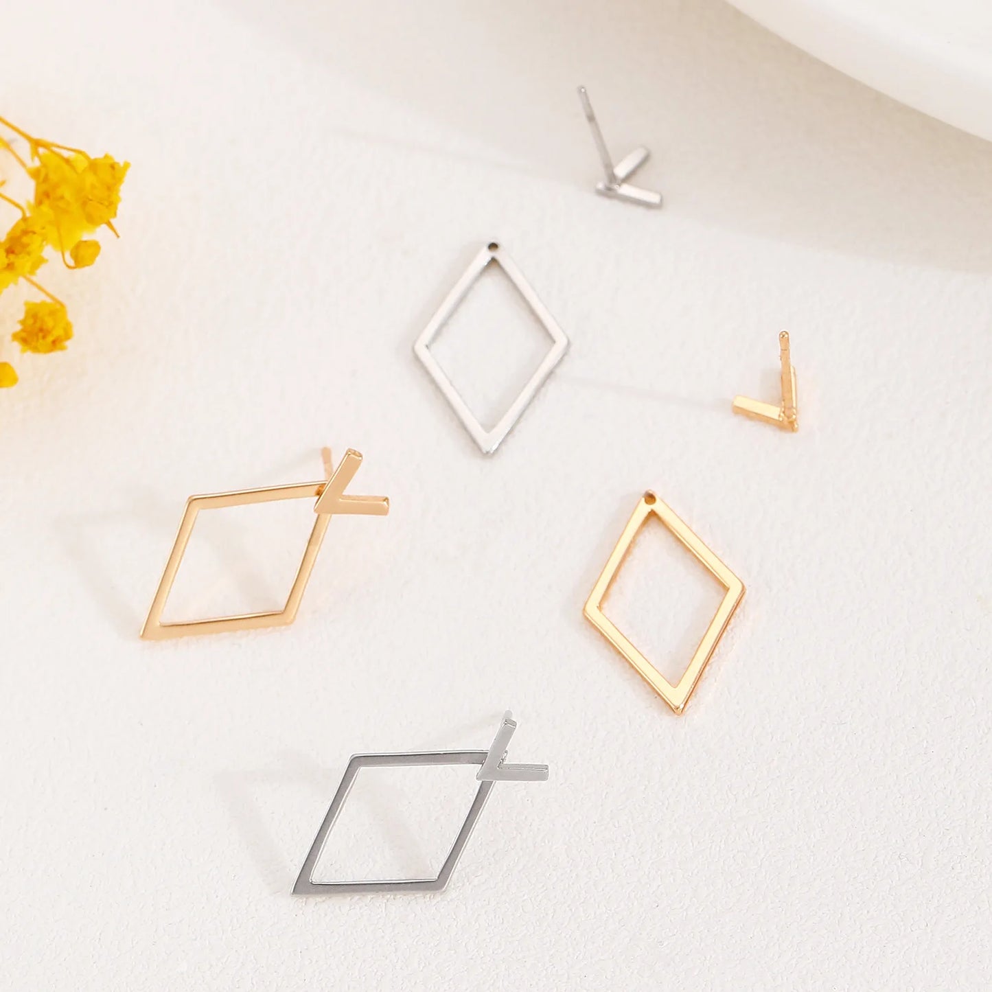 Retro Geometric Square & Triangle Stud Earrings - Fashion Jewelry Gift