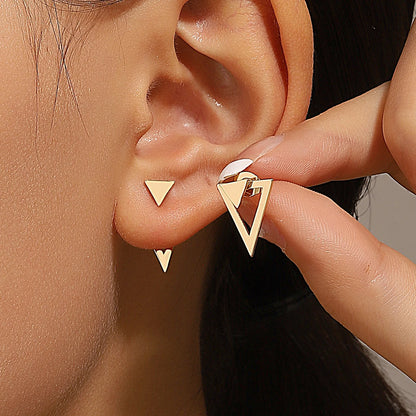Retro Geometric Square & Triangle Stud Earrings - Fashion Jewelry Gift
