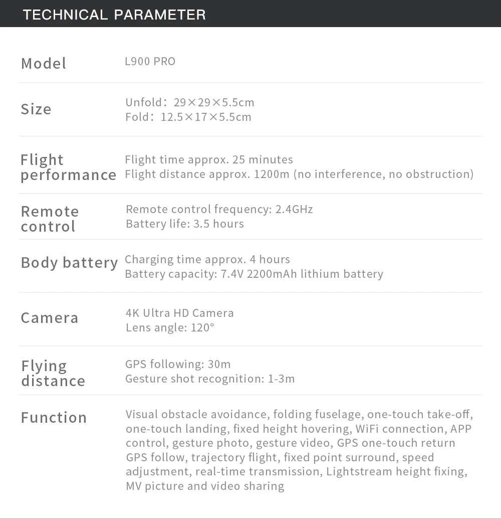 L900 Pro SE MAX 4K GPS Drone with Dual HD Camera & Obstacle Avoidance