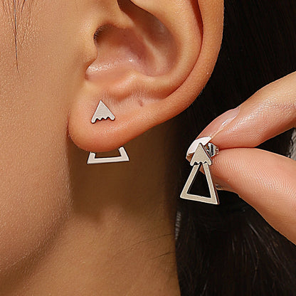 Retro Geometric Square & Triangle Stud Earrings - Fashion Jewelry Gift