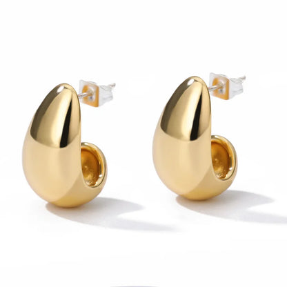 Zircon Heart Hoop Earrings – Gold Stainless Steel, Waterproof