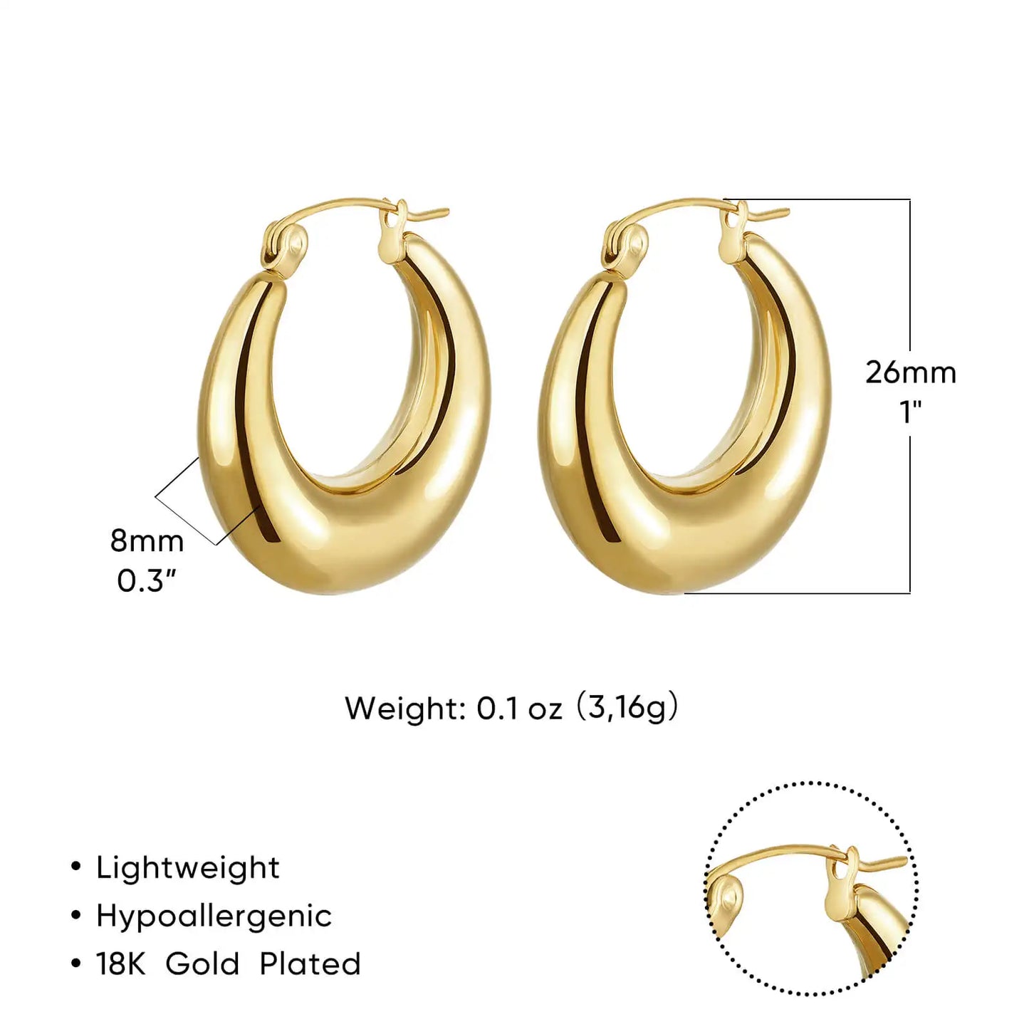 Gold-Plated Stainless Steel Boho Hoop Earrings – Vintage Gift for Her