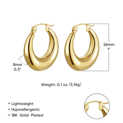Gold-Plated Stainless Steel Boho Hoop Earrings – Vintage Gift for Her