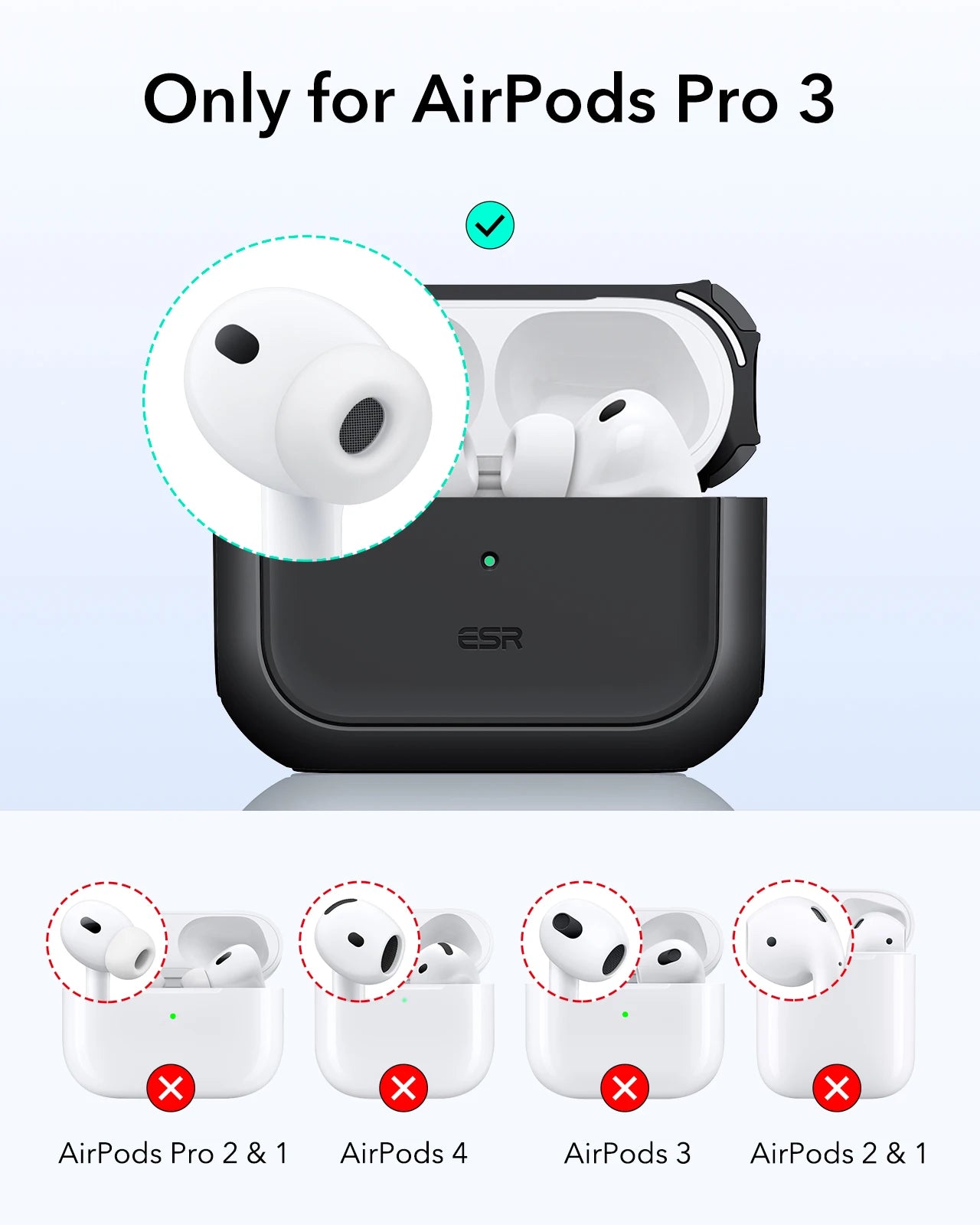ESR pro 3 Case Compatible with 3rd Generation Earphones - Powerful Drop Protection Cover in Multiple Colors