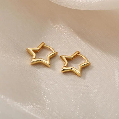 Zircon Heart Hoop Earrings – Gold Stainless Steel, Waterproof