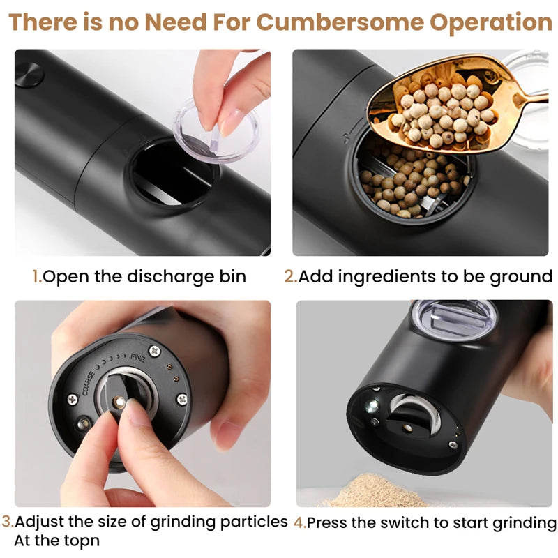 Automatic Pepper Grinder Salt And Pepper Grinder USB Rechargeable