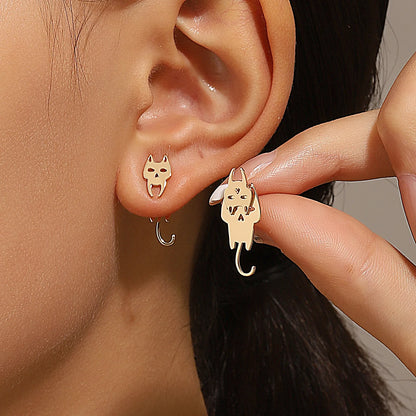 Retro Geometric Square & Triangle Stud Earrings - Fashion Jewelry Gift